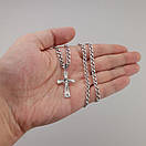 Чоловіча срібна цепочка Бісмарк і хрестик срібло з золотом. Чорнений ланцюжок і хрестик з золотою накладкою. 60 см, фото 3