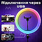 Кільцева світлодіодна лампа 26 см RGB MJ26 зі штативом на 2-м селфі кільце лампа для тик струму кільцеве світло, фото 2