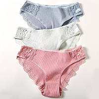 Бавовняні труси жіночі 3 штуки 42 пудра хакі