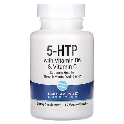 5-гідроксітріптофан з вітаміном B6 і вітаміном C Lake Avenue Nutrition 5-HTP+B6+Vitamin C 60 капс., фото 1