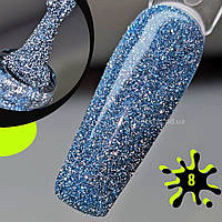 Світловідбивний гель лак блакитний світлий, блідо-зелений для нігтів Fiery Gel Saga 9мл №08