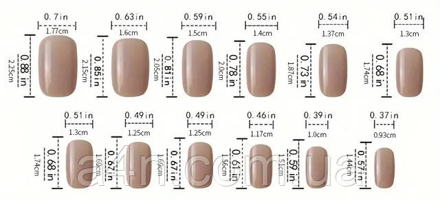 Размеры накладных ногтей