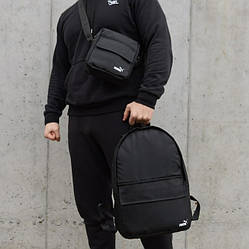 Чоловічий спортивний рюкзак Puma чорний, чоловіча сумка месенджер Пума у подарунок