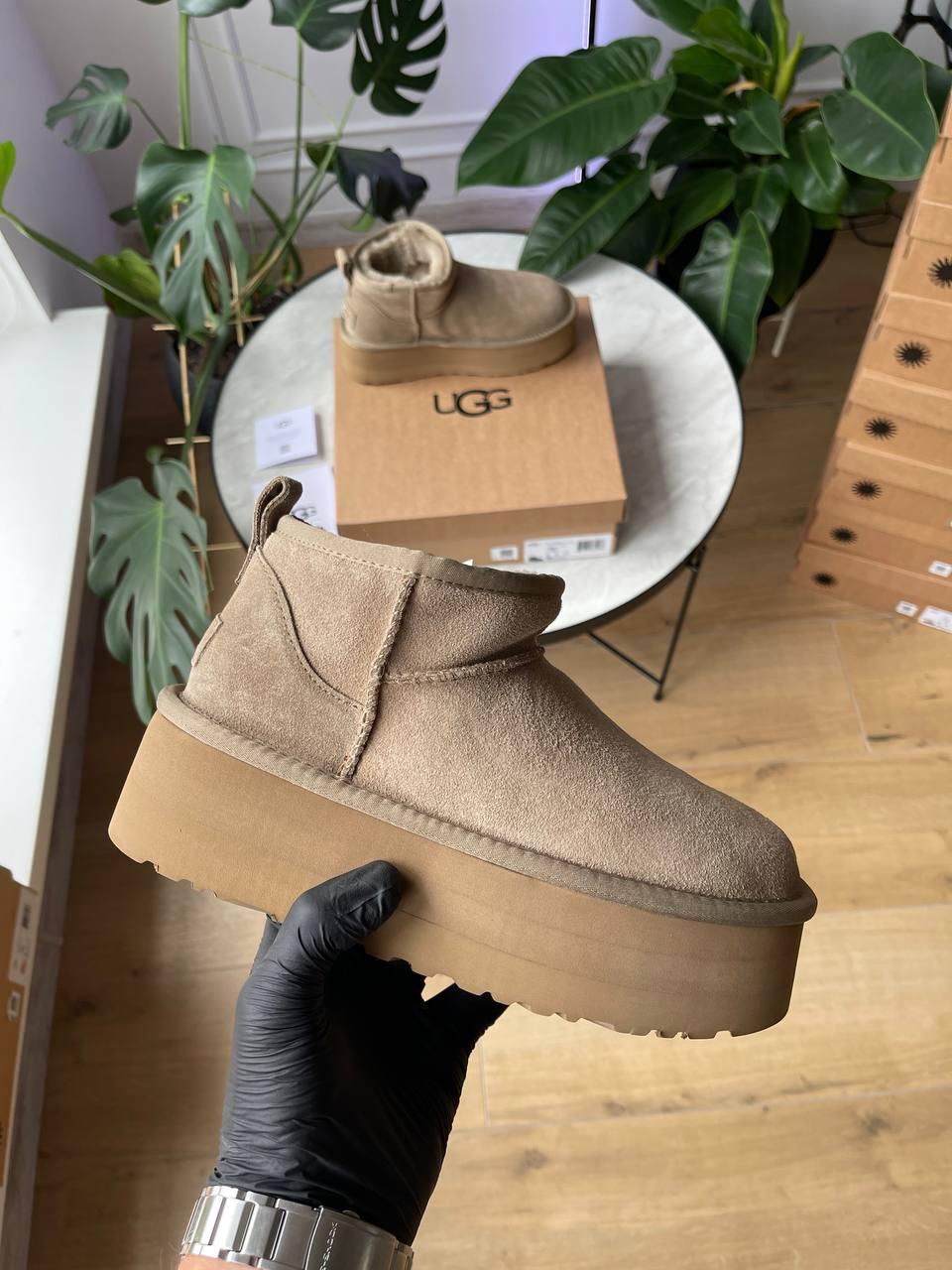 Зимові Жіночі Черевики Ultra Mini Platform “Beige” | бежеві, теплі, з хутром, на платформі, розміри 36–41