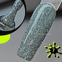 Світловідбивний гель лак м'ятний світлий, блідо-зелений для нігтів Fiery Gel Saga 9мл №07