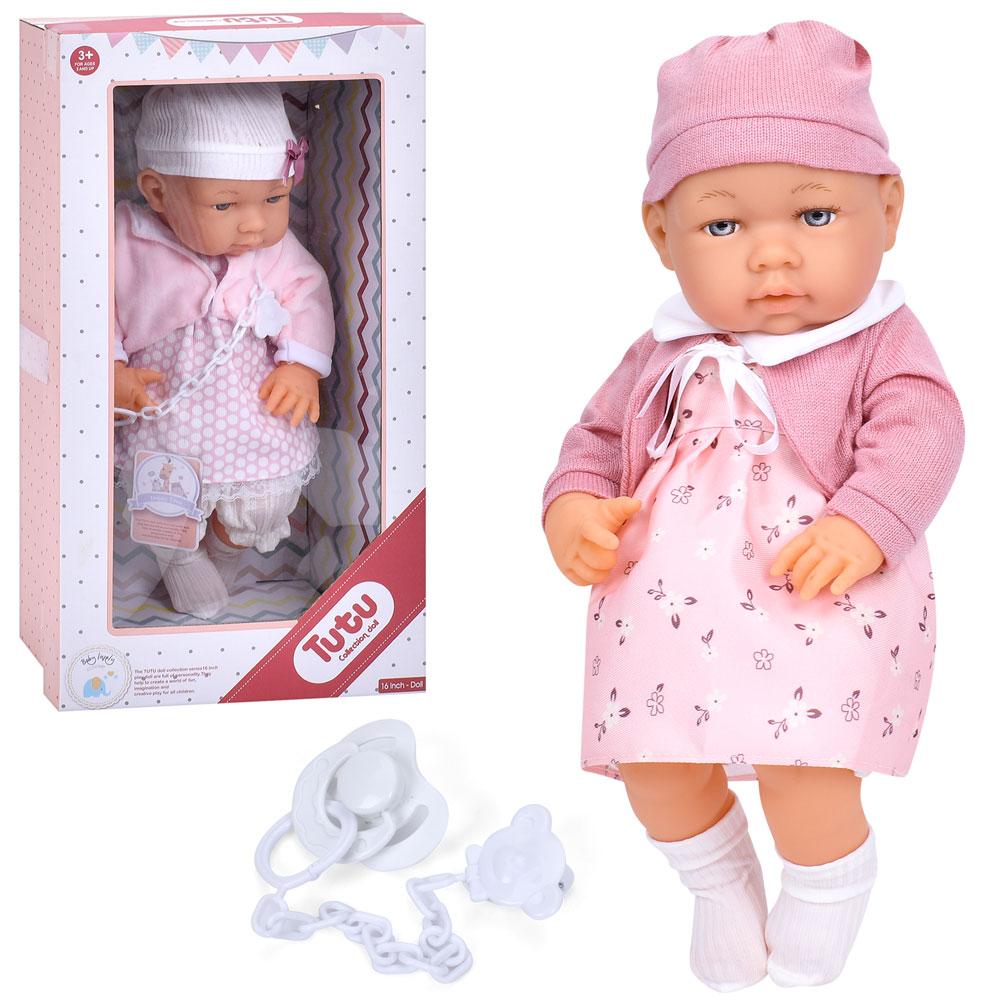 Пупсик в гарному костюмі з шапочкою 2 види 40 см дитяча лялька пупс з пустушкою 6901-03, фото 1