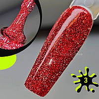 Світловідбивний гель лак червоний для нігтів Fiery Gel Saga 9мл №03