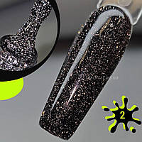 Світловідбивний гель лак чорний для нігтів Fiery Gel Saga 9мл №02