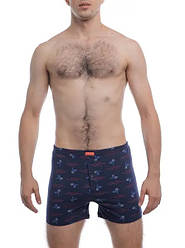 Чоловічі труси боксерки сімейні класичні бавовна Атлет МБ 000008 сині розмір 44 XS