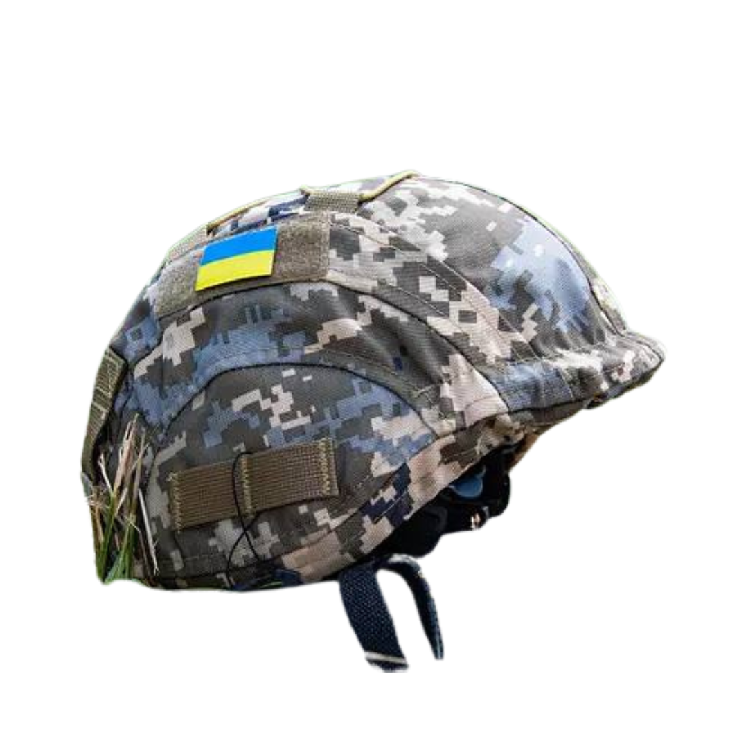 Кавер на каску з козирьком типу Ballistic Helmet KC-HM001 з кордури піксель, фото 1