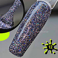 Синій світловідбивний гель лак темно синій, темний для нігтів Fiery Gel Saga 9мл №12