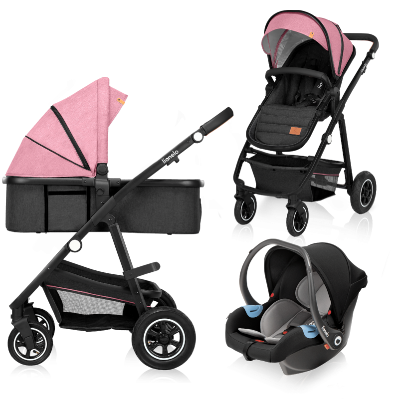 Універсальна коляска 3 в 1 Lionelo AMBER PINK ROSE