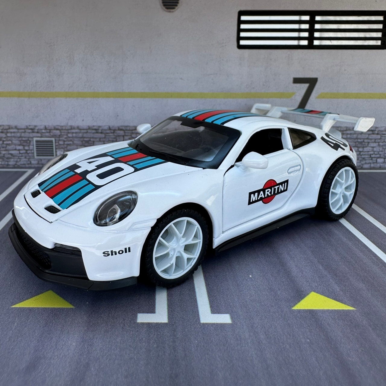 Деталізована колекційна модель спортивного гоночного автомобіля Porsche 911 gt3 Порш 15х7х4 звук світло