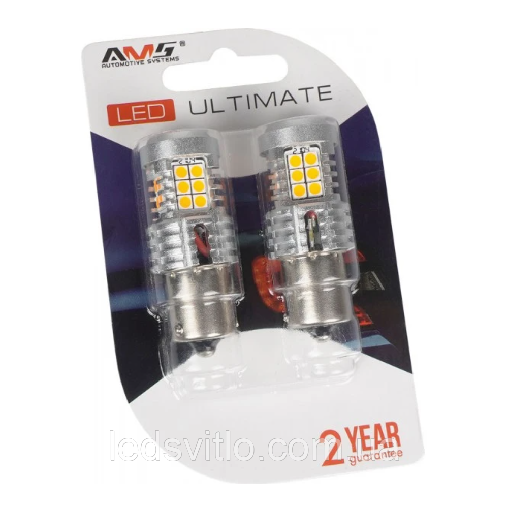 LED лампа автомобільна AMS Ultimate U24 S25 (P21W) 12V 20smd 2200K Canbus (Комплект 2шт)