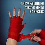 Бинти для бокса 3 метра боксерські бавовняні на руку під перчатки тренувальні Hechpro пара 2 шт червоні (001), фото 2