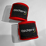 Бинти для бокса 3 метра боксерські бавовняні на руку під перчатки тренувальні Hechpro пара 2 шт червоні (001), фото 10