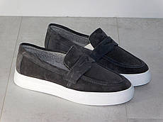 Чоловічі лофери зимові замшеві сірі 42р