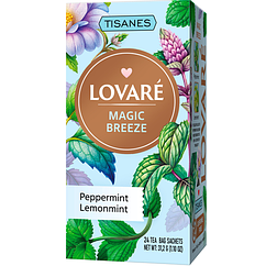 Чай без кофеїну Lovare Tisanes Magic Breeze з перцевою та лимонною м'ятою 24 пакетики
