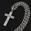 Срібна цепочка чоловіча і хрестик з срібло з золотом. Чорнений ланцюжок бісмарк і хрестик з золотою накладкою. 60 см, фото 6