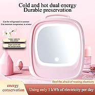 Портативний косметичний холодильник зі світлодіодним дзеркалом Рожевий 12V Холодильник для косметики на 6л, фото 5