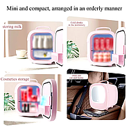 Портативний косметичний холодильник зі світлодіодним дзеркалом Рожевий 12V Холодильник для косметики на 6л, фото 9