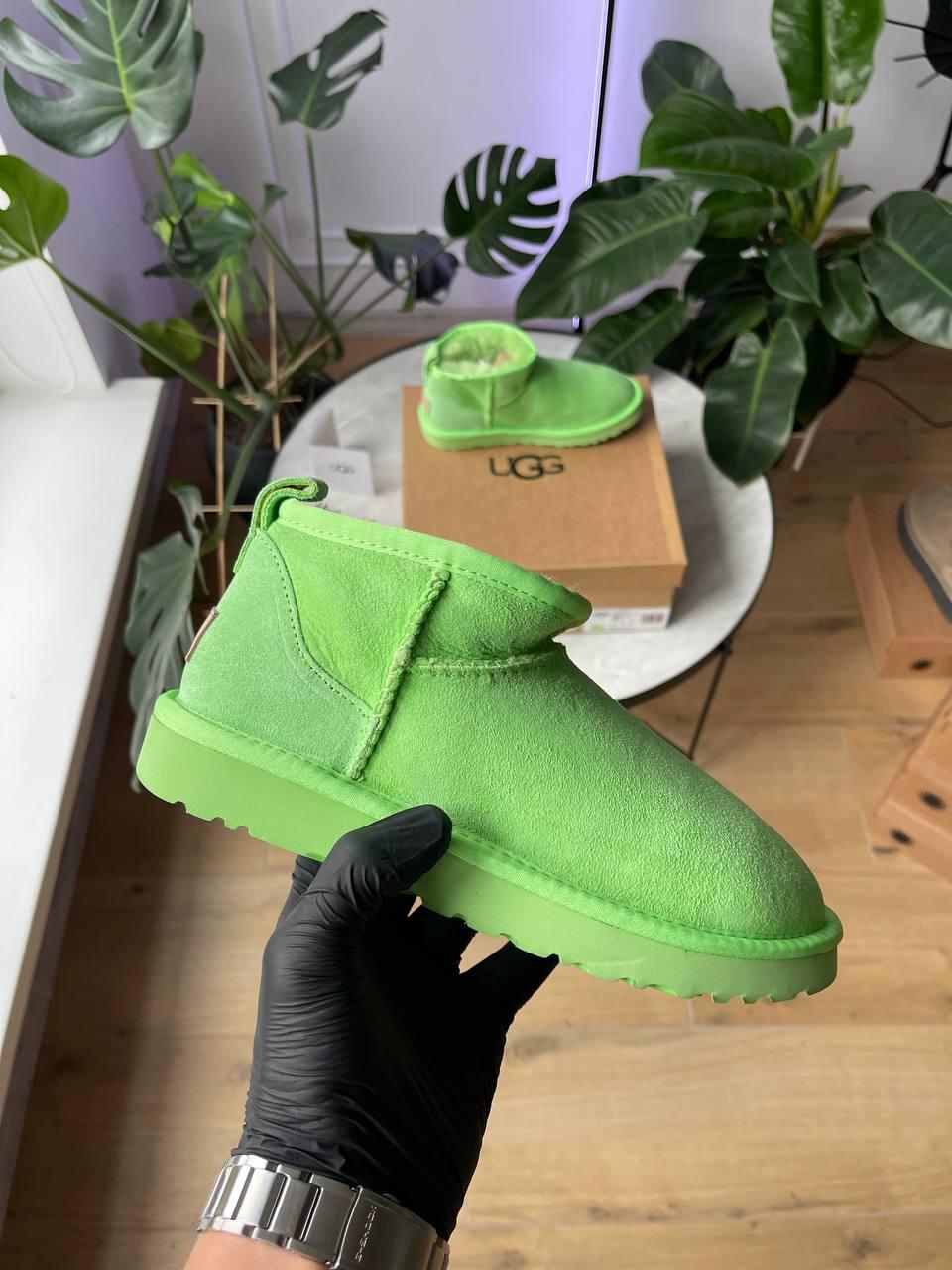 Зимові Жіночі Черевики UGG Classic Ultra Mini “Parakeet Green” | зелені, теплі, з хутром, трендові, розміри 36–40