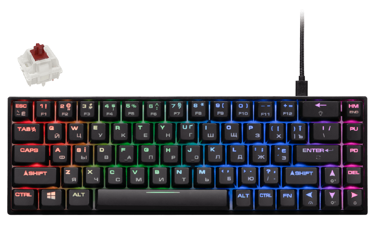 2E Gaming Keyboard KG370 RGB 68 Key Gateron Brown Switch Black