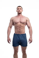 Чоловічі труси шорти облягаючі сімейні, бавовна Атлет Atlet МО 000037 сині (розміри: 64,66)