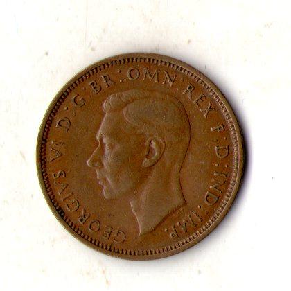 Велика Британія Король Георг VI 1/2 пенні 1944 рік №1761