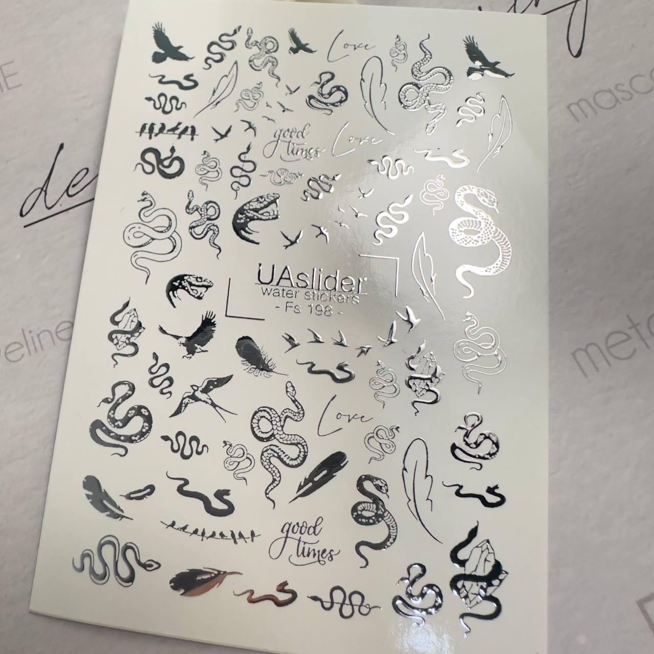 Наклейки для дизайну нігтів Fs-198 змії