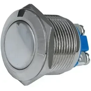 Кнопка антивандальна 16мм з фіксацією OFF-ON, 220V, виводи під пайку