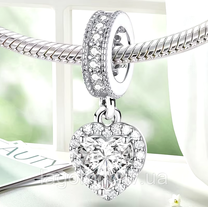 Срібний шарм-підвіска у стилі PANDORA Romantic Charm 925 проба срібна намистна на браслет ПАНДОРА, фото 1