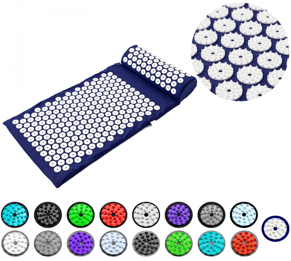 Набір Масажний килимок Аплікатор Кузнєцова + валик масажер для спини/шеї/ніг/стоп/голови/телу, 70 см (OST)