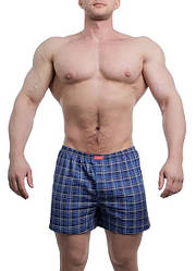 Чоловічі труси боксерки сімейні класичні 100% бавовна Atlet МБ 000064 клітинка сині (розміри: 46, 52)