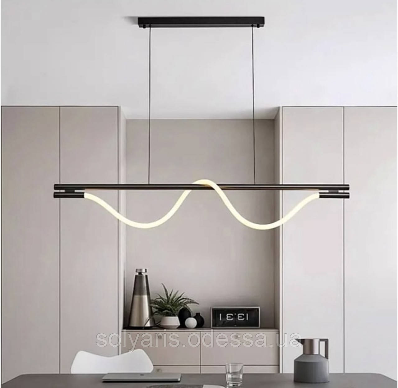 Сучасна підвісна LED люстра для кухні із серії "Роуплайт", 15W, чорна., фото 1