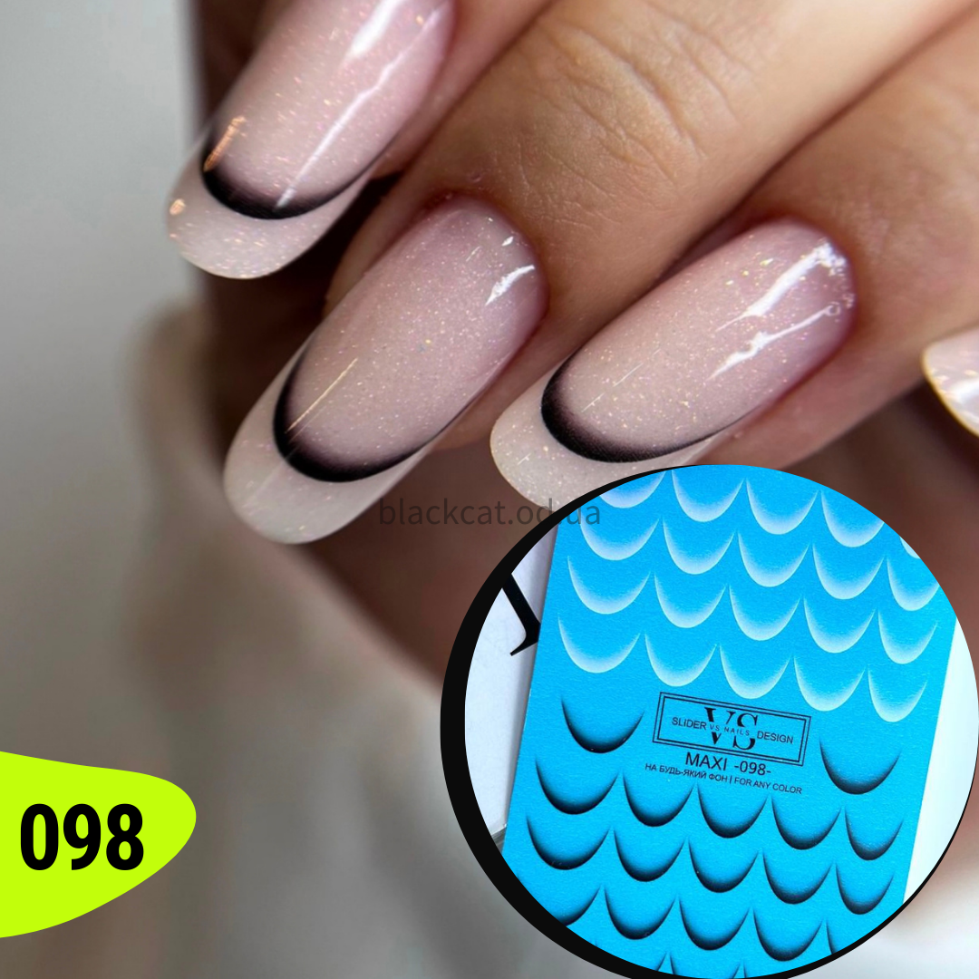 Слайдер дизайн для декору нігтів френч білий чорний VS-nails №098, фото 1