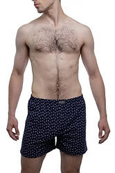 Чоловічі труси боксерки сімейні класичні 100% бавовна Atlet МБ 000088 принт темно-сині (розміри: 46,52)