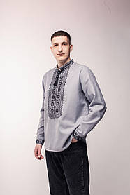 Чоловіча вишиванка "Дуліби" на сірому полотні