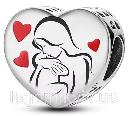 Срібний шарм-підвіска в стилі PANDORA Mom&Baby 925 проба срібна намистина на браслет для мами ПАНДОРА