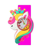 Дитячий годинник з Єдинорігом різнобарвним 21 см рожевий