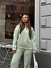 Жіночий зимовий спортивний оверсайз костюм м'ятний Комплект Худі + Штани на флісі, фото 7