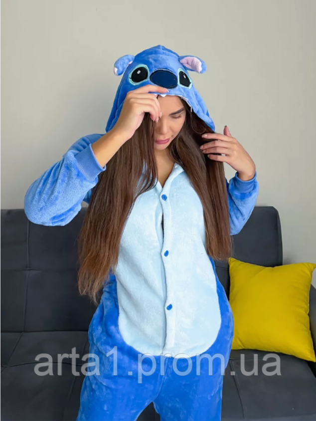 Кигуруми голубой Стич на подростка и взрослого теплая пижама кегуруми ...