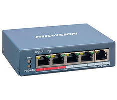 4-портовий перемикач Hikvision POE DS-3E1105P-EI.
