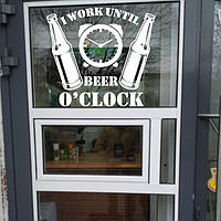 Вінілова наклейка на скло Час пива матова 400х355 мм наклейки продукти послуги декор для бізнесу