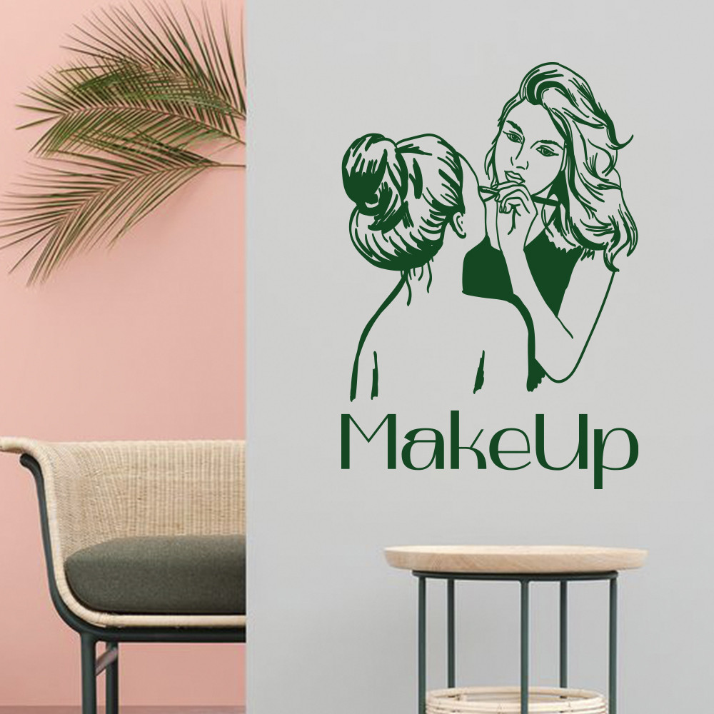 Декоративна наклейка в салон краси Бездоганний макіяж дівчини матова 500x720 мм