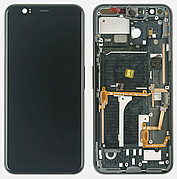 Дисплей (екран) для Google Pixel 4 + тачскрин, чорний, P-OLED, оригінал (54) з передньою панеллю, Clearly