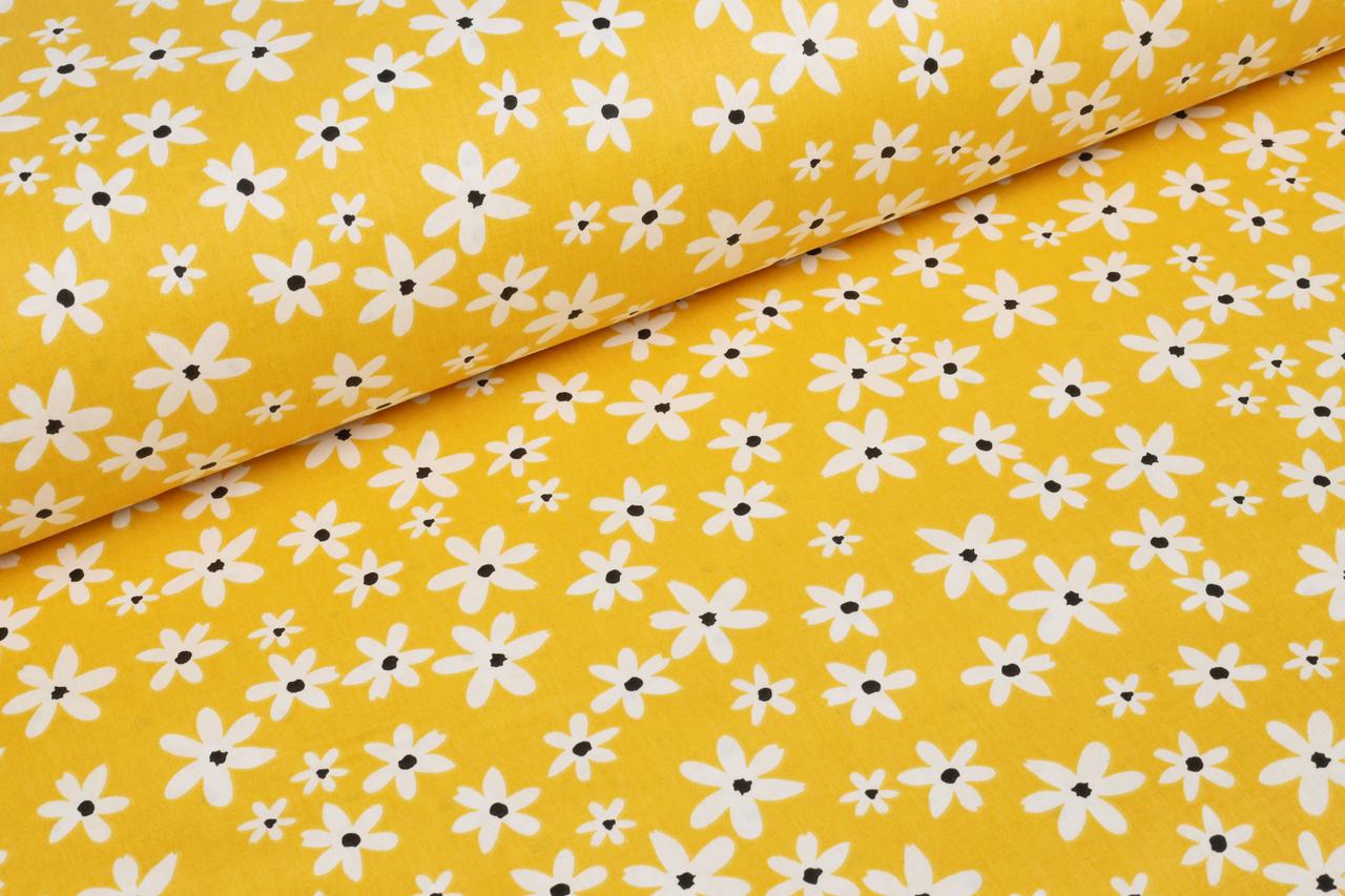 Ранфорс 240 см Ромашки на жовтому