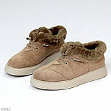 Повсякденні теплі замшеві стьобані легкі автоледі колір хакі, фото 2