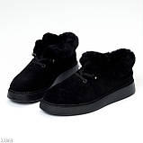Повсякденні теплі замшеві стьобані легкі чорні автоледі, фото 4