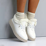 Повсякденні теплі замшеві стьобані легкі білі автоледі, фото 3